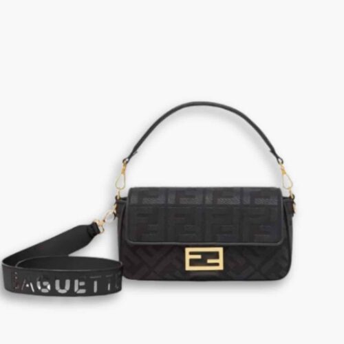 Fendi Baguette Canvas Bag Black 28cm 8BR600AMCDF1CFJ