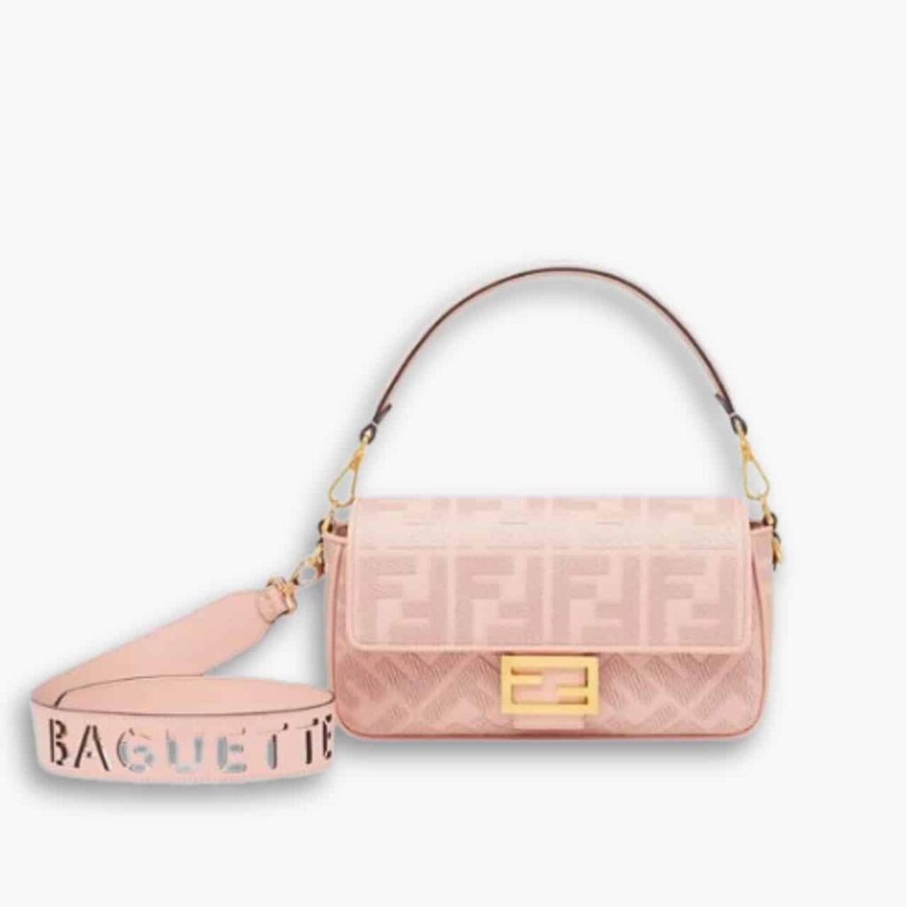 Fendi Baguette Canvas Bag Pink 28cm 8BR600AMCDF1J4A