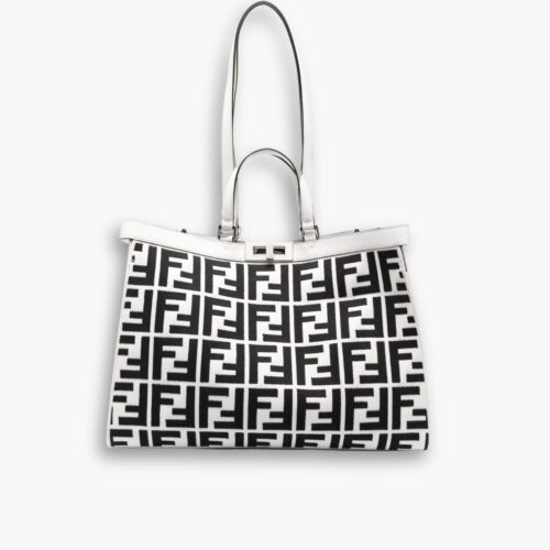 Fendi Peekaboo Bag FF Logo Black And White 40cm