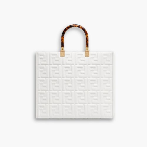 Fendi Sunshine Medium Shopper White Leather 35cm 8BH386AMCVF0QVL