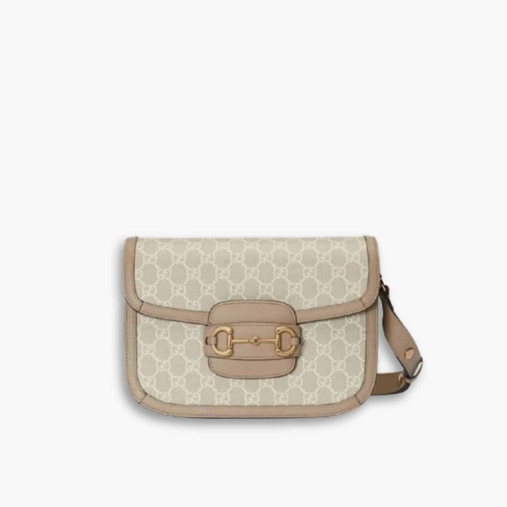 Gucci Horsebit 1955 Small Bag Beige White 25cm 602204 UULBG 9683