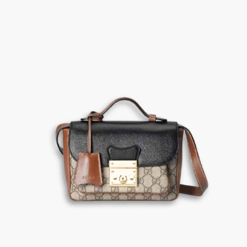 Gucci Padlock Bag 21cm Black Brown 658487 2ZGAG 9785