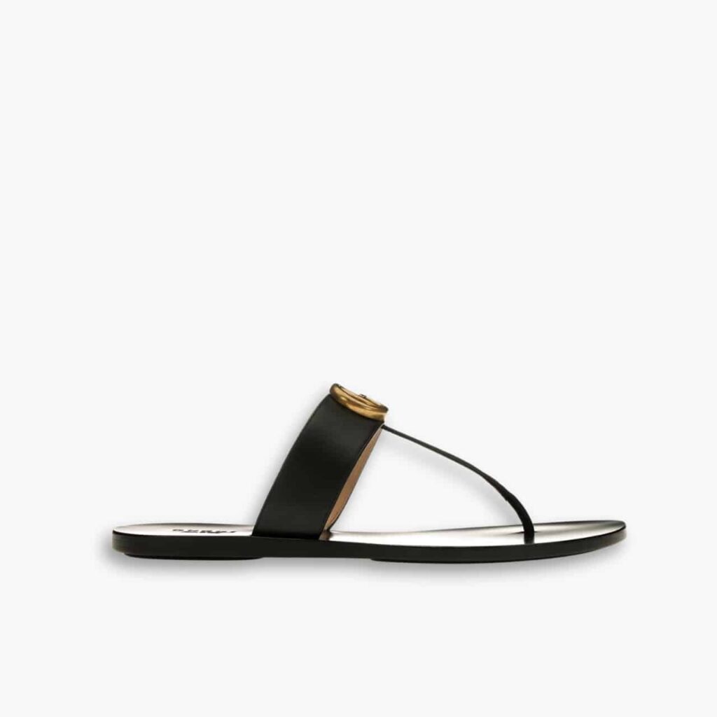 Gucci Double G Thong Leather Black ‎497444 A3N00 1000