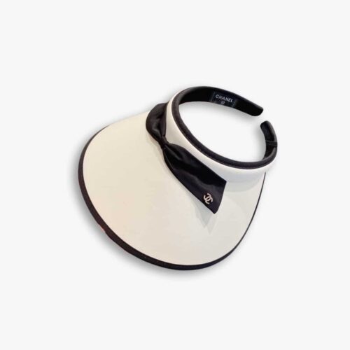 Chanel Bow Tie Visor Hat White