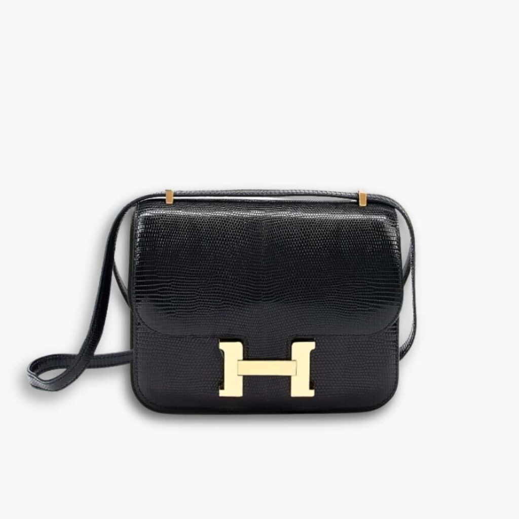 Hermes Lizard Constance Mini Shoulder Bag Black 20cm