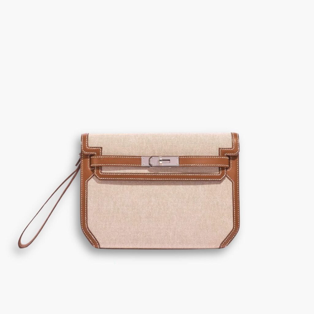 Hermes Kelly Dépêches Pouch Toile Barenia Fauve 26cm