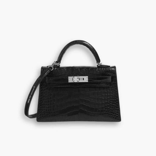 Hermes Kelly Mini Handbag Matte Alligator Black 20Cm