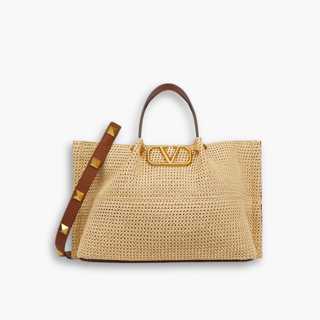 Valentino Garavani Medium Straw Summer Tote Beige 38cm 2W0B0K39YCE D84