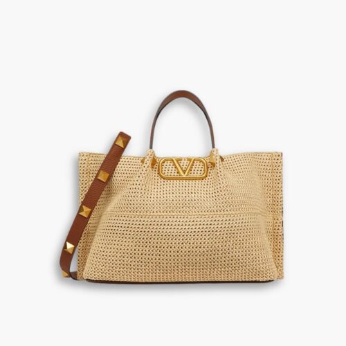 Valentino Garavani Medium Straw Summer Tote Beige 38cm 2W0B0K39YCE D84