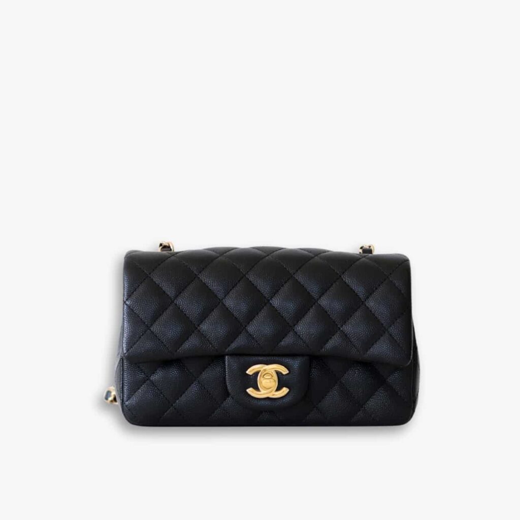 Chanel Classic Flap Crossbody Bag Caviar In Black 20cm