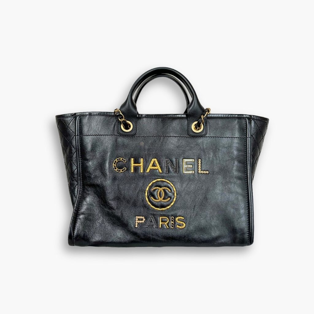 Chanel Deauville Shopping Tote Bag Black 38cm