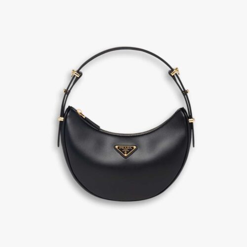 Prada Arqué Small Leather Shoulder Bag Black 23cm 1BC194 ASK F0002 V OOO