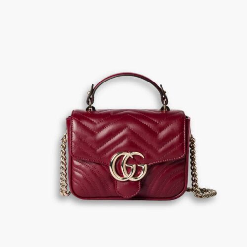 Gucci Gg Marmont Mini Top Handle Bag Rosso Ancora Red 17cm 811238 AAECK 6207