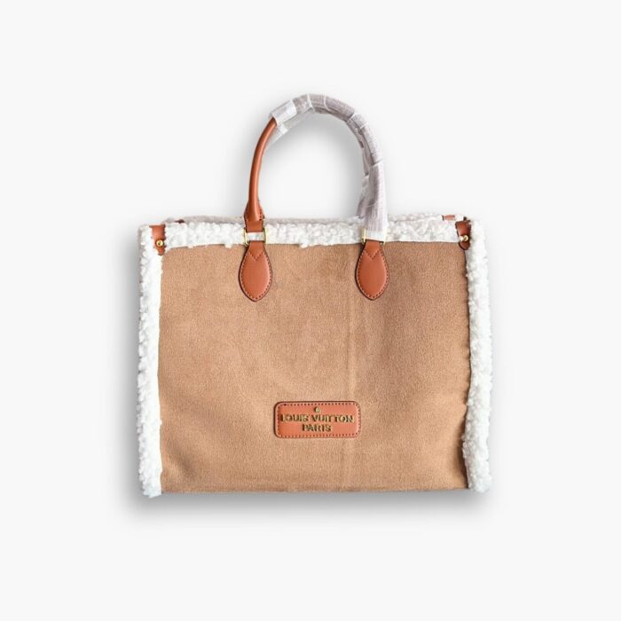 Louis Vuitton On The Go Bag With Fur And Suede Brown 36cm