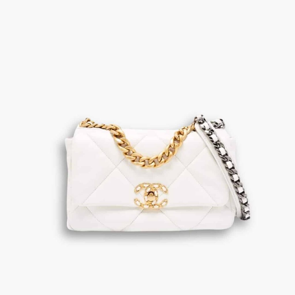 Chanel 19 Bag Leather In White 28cm