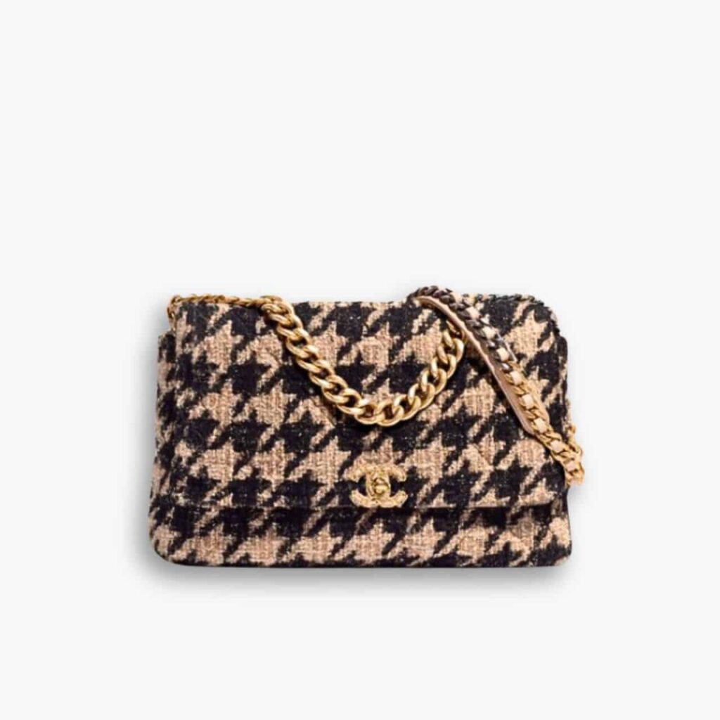 Chanel 19 Bag Tweed Beige And Black 26cm