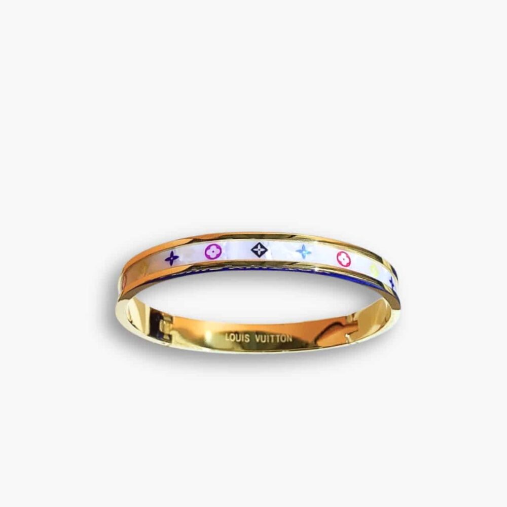 Louis Vuitton Gold Multicolor Monogram Bangle