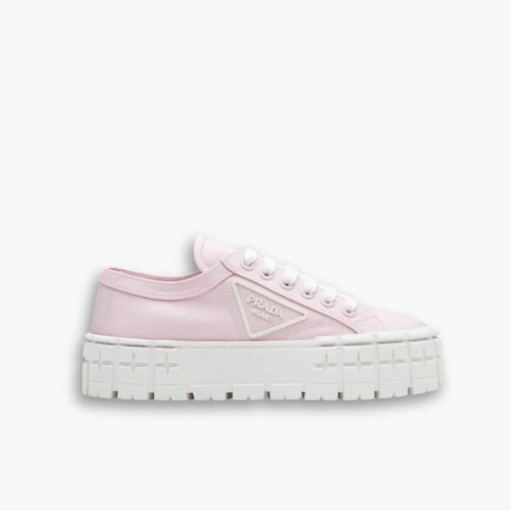 Prada Double Wheel Re Nylon Gabardine Sneakers Alabaster Pink 1E260M 3LFX F0E18 F 050