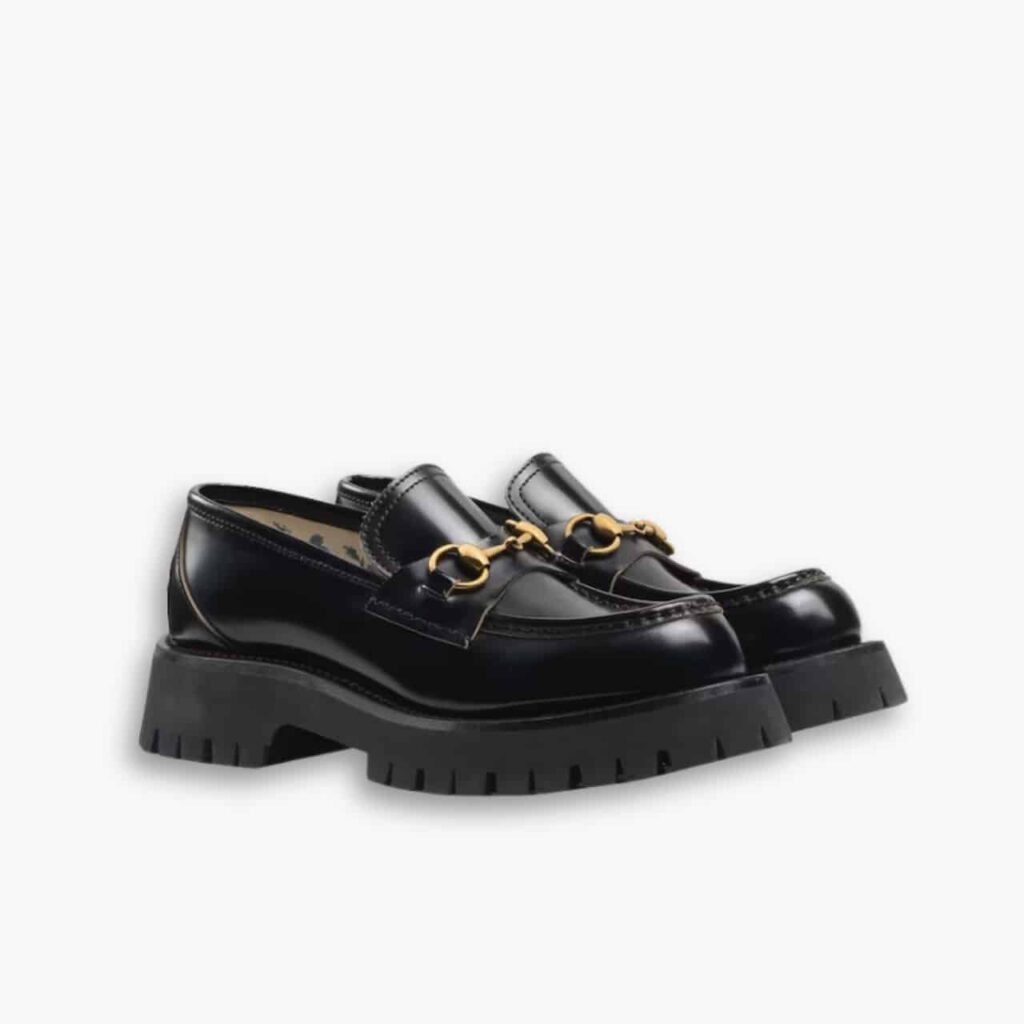 Gucci Women's Leather Lug Sole Loafer Black 577236 DS800 1000