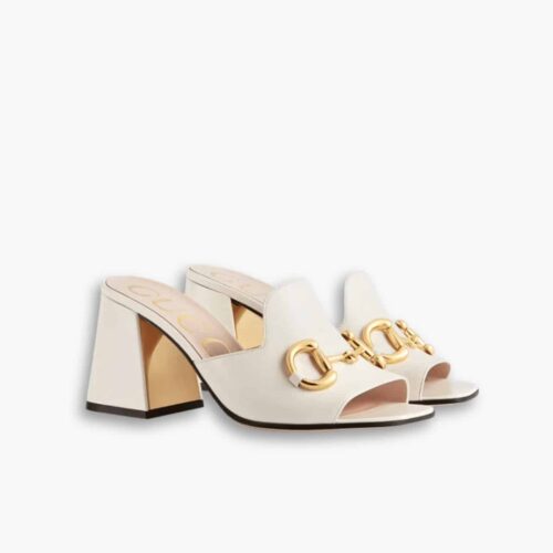 Gucci Women's Slide Sandal With Horsebit White 655412 BKO00 9022