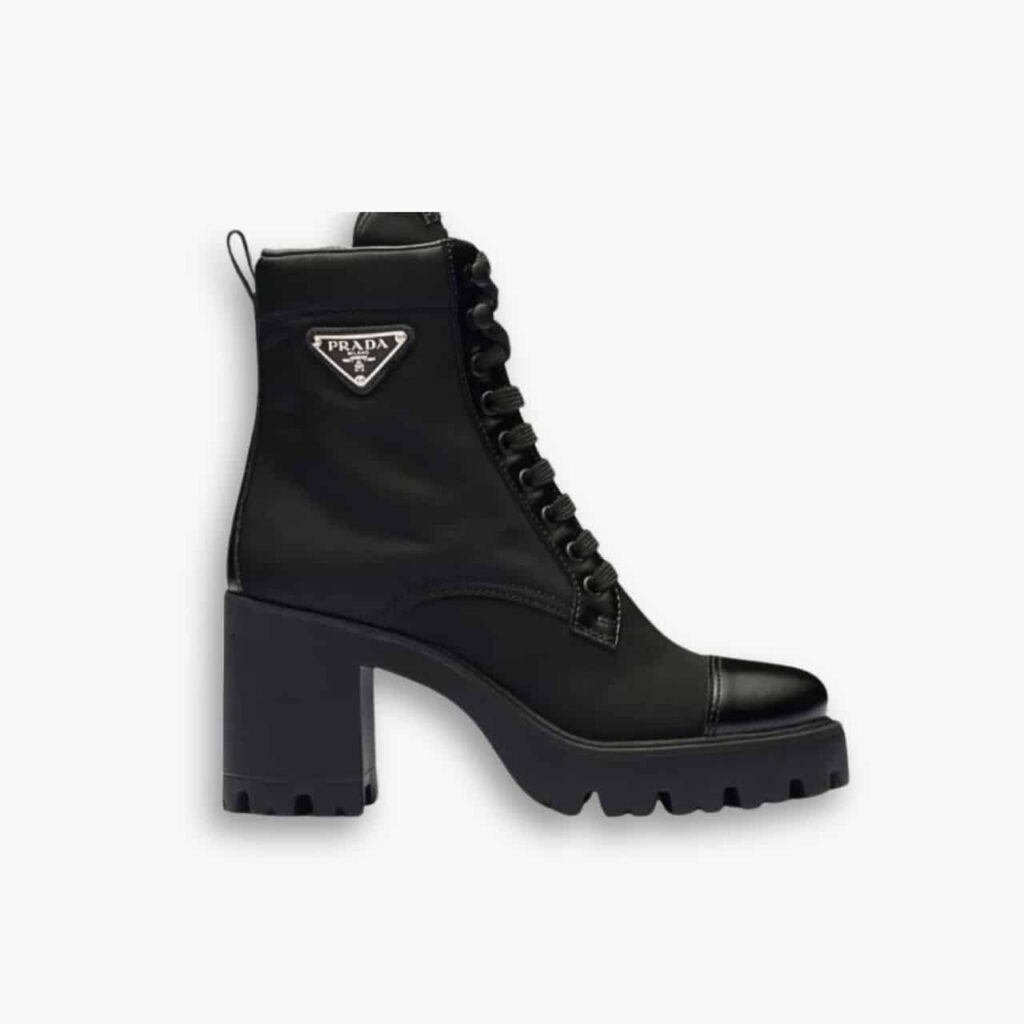 Prada Logo Plaque Ankle Boots Black