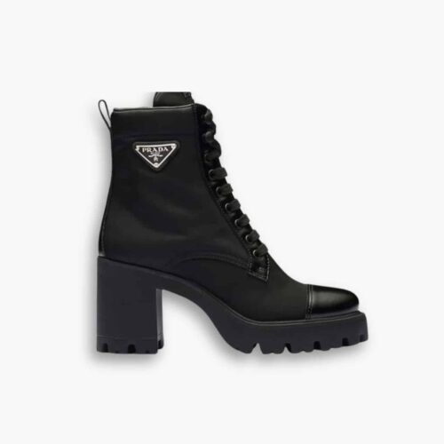 Prada Logo Plaque Ankle Boots Black