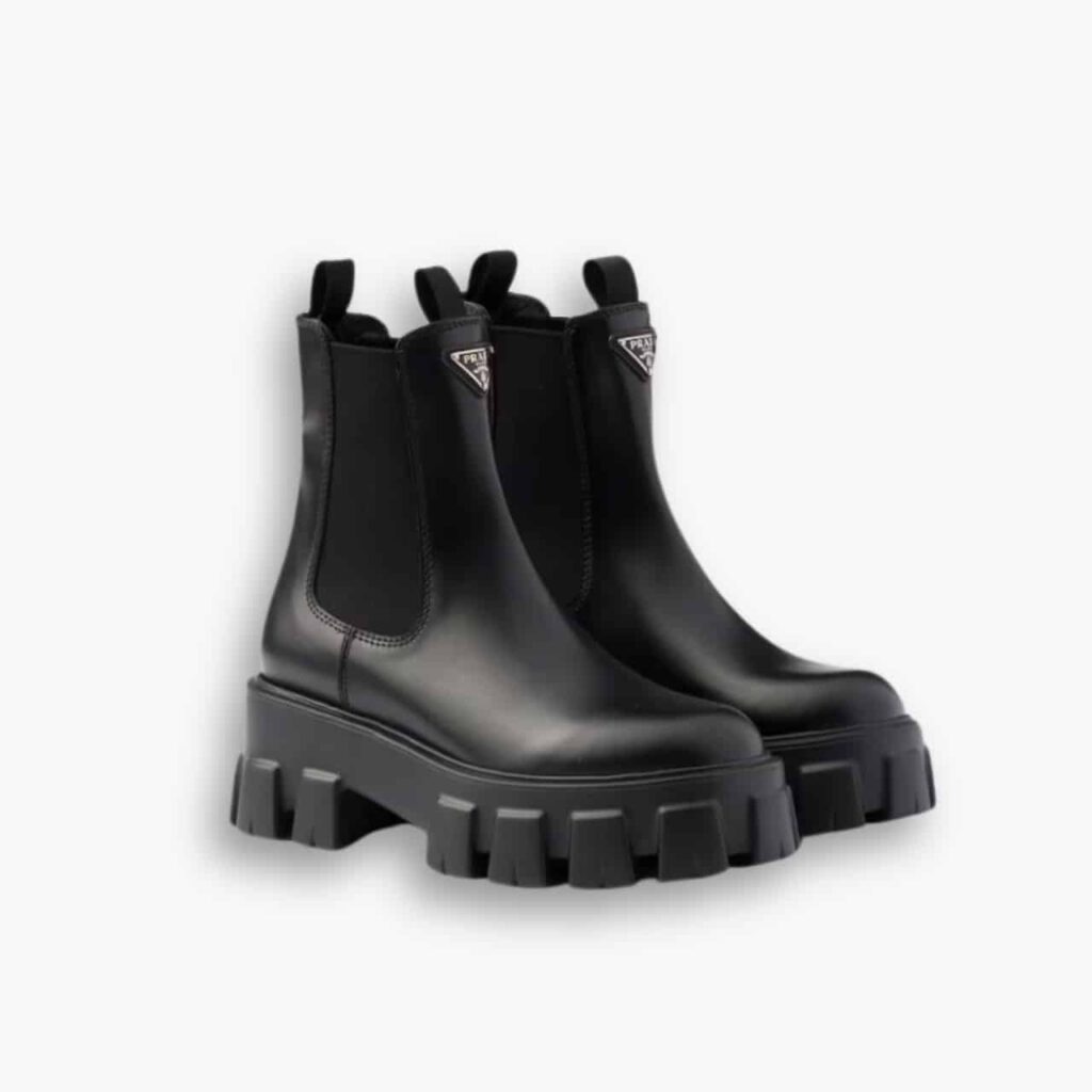 Prada Monolith Brushed Leather Booties 1T256NB4LF0002FB055