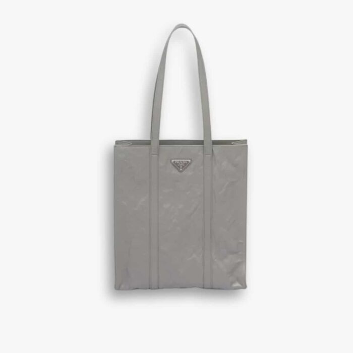 Prada Small Antique Nappa Leather Tote Grey 33Cm 1BG459 UVL F0480 V OOO