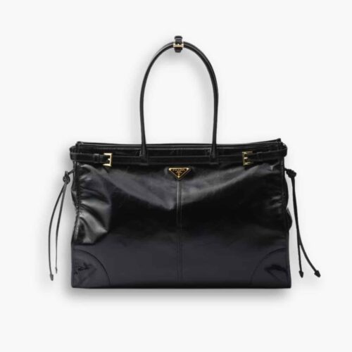 Prada Bonnie Extra Large Leather Handbag Black 42Cm 1BA439 2CYR F0002 V OOO