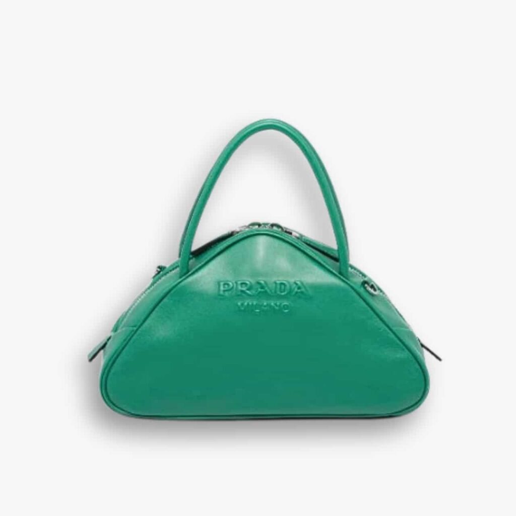 Prada Triangle Leather Bag Green 25Cm