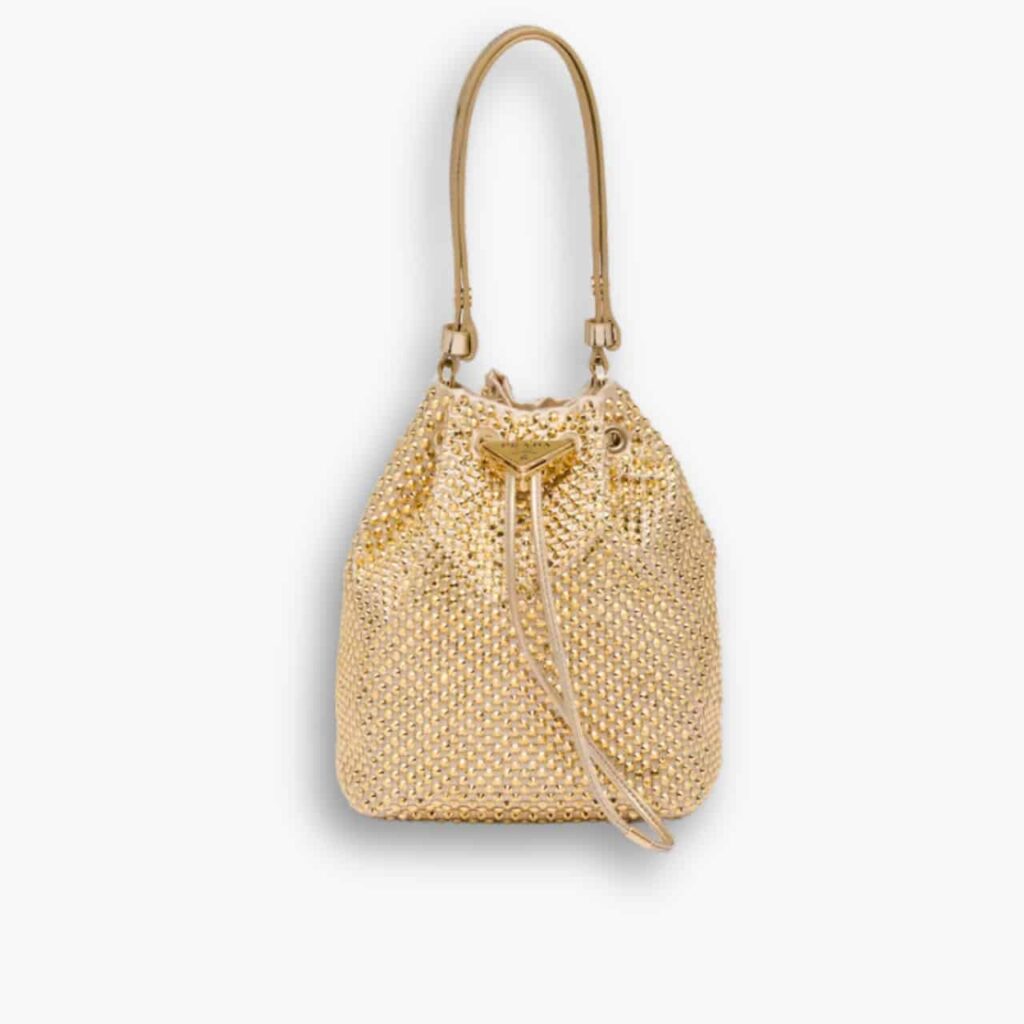 Prada Satin Mini Bag With Crystals Platinum 20Cm