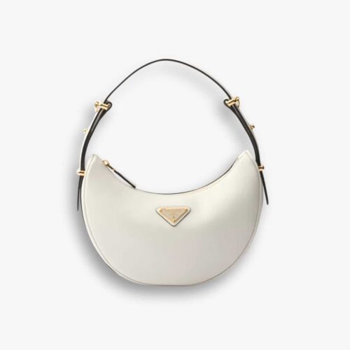 Prada Arqué Small Leather Shoulder Bag White 23cm 1BC194 ASK F0PG7 V OOO