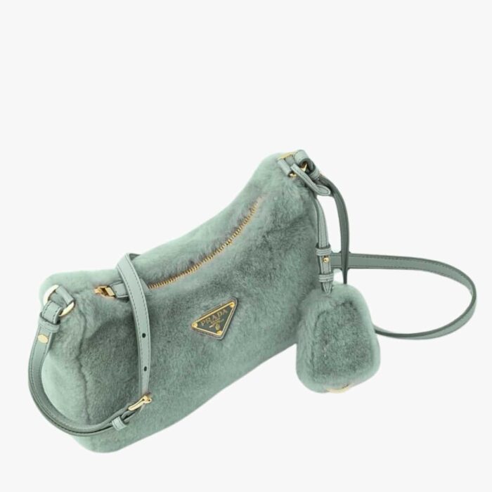 Prada Re Edition Mini Bag Shearling Turquoise Green 24cm - Image 3