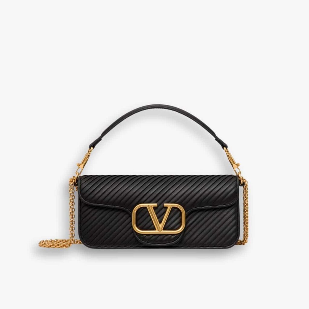 Valentino Garavani Locò Pleated Nappa Black 26cm