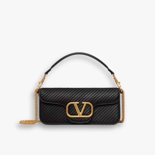 Valentino Garavani Locò Pleated Nappa Black 26cm