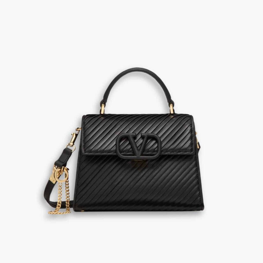 Valentino Garavani Small Leather Vsling Black 20cm