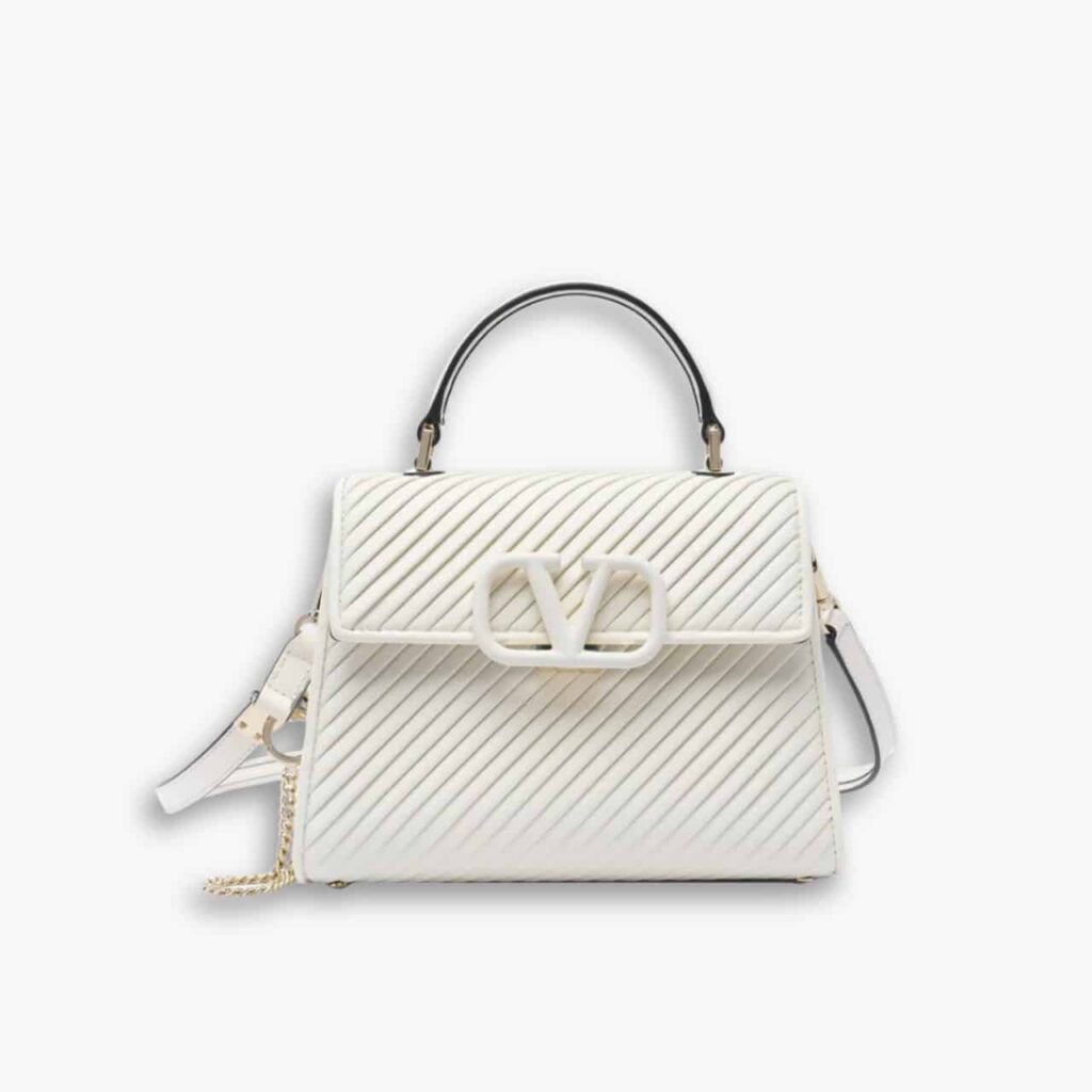 Valentino Garavani Small Leather Vsling White 20cm