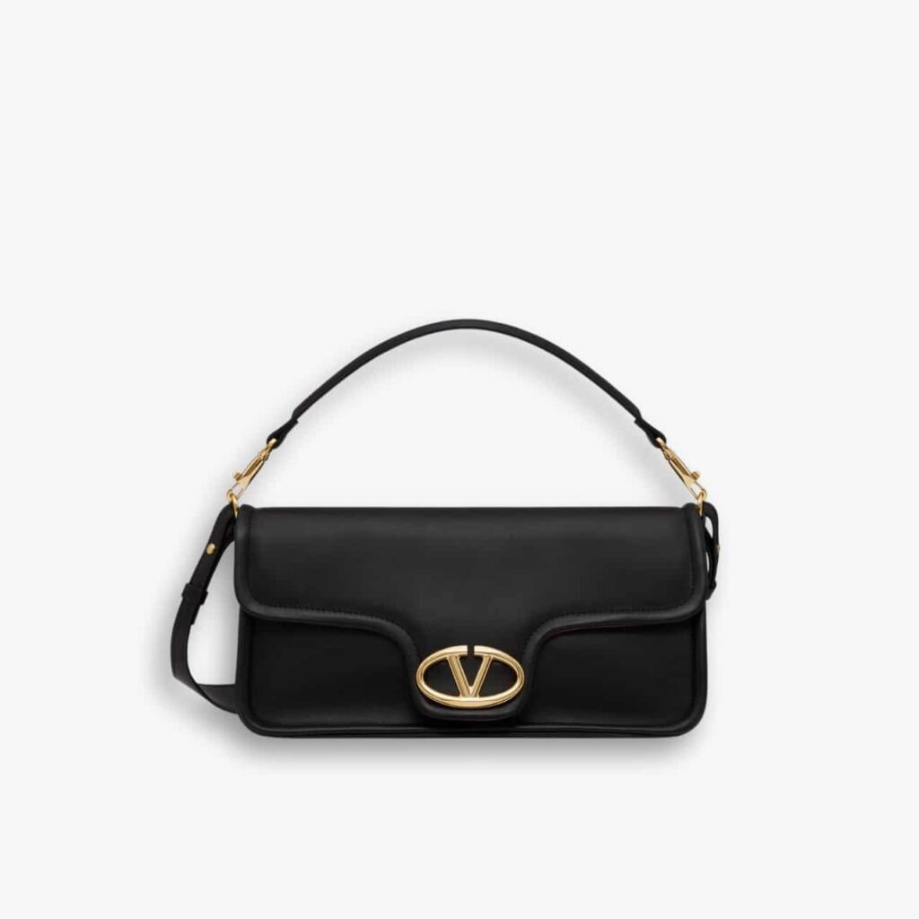 Valentino Garavani Vlogo 1960 Nappa Leather Shoulder Bag Black 28cm