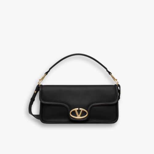 Valentino Garavani Vlogo 1960 Nappa Leather Shoulder Bag Black 28cm