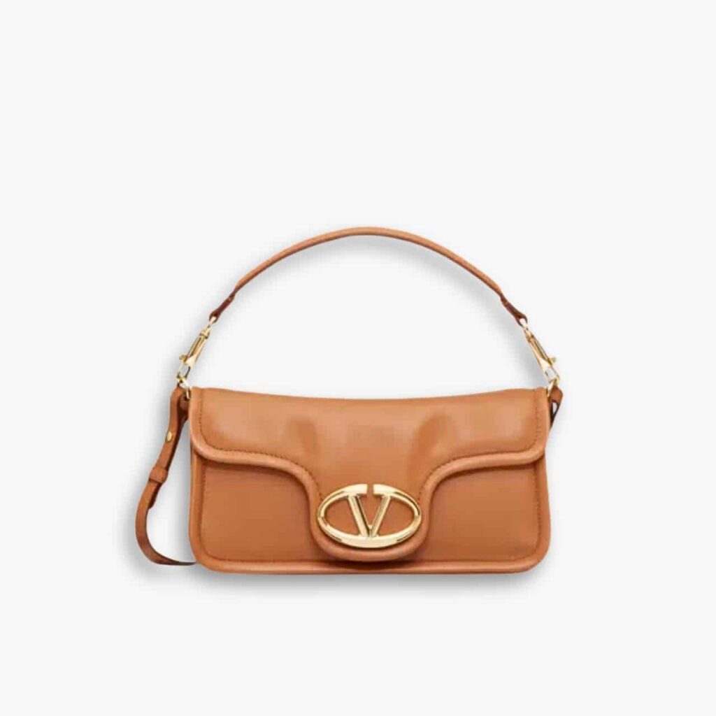 Valentino Garavani Vlogo 1960 Nappa Leather Shoulder Bag Brown 28cm