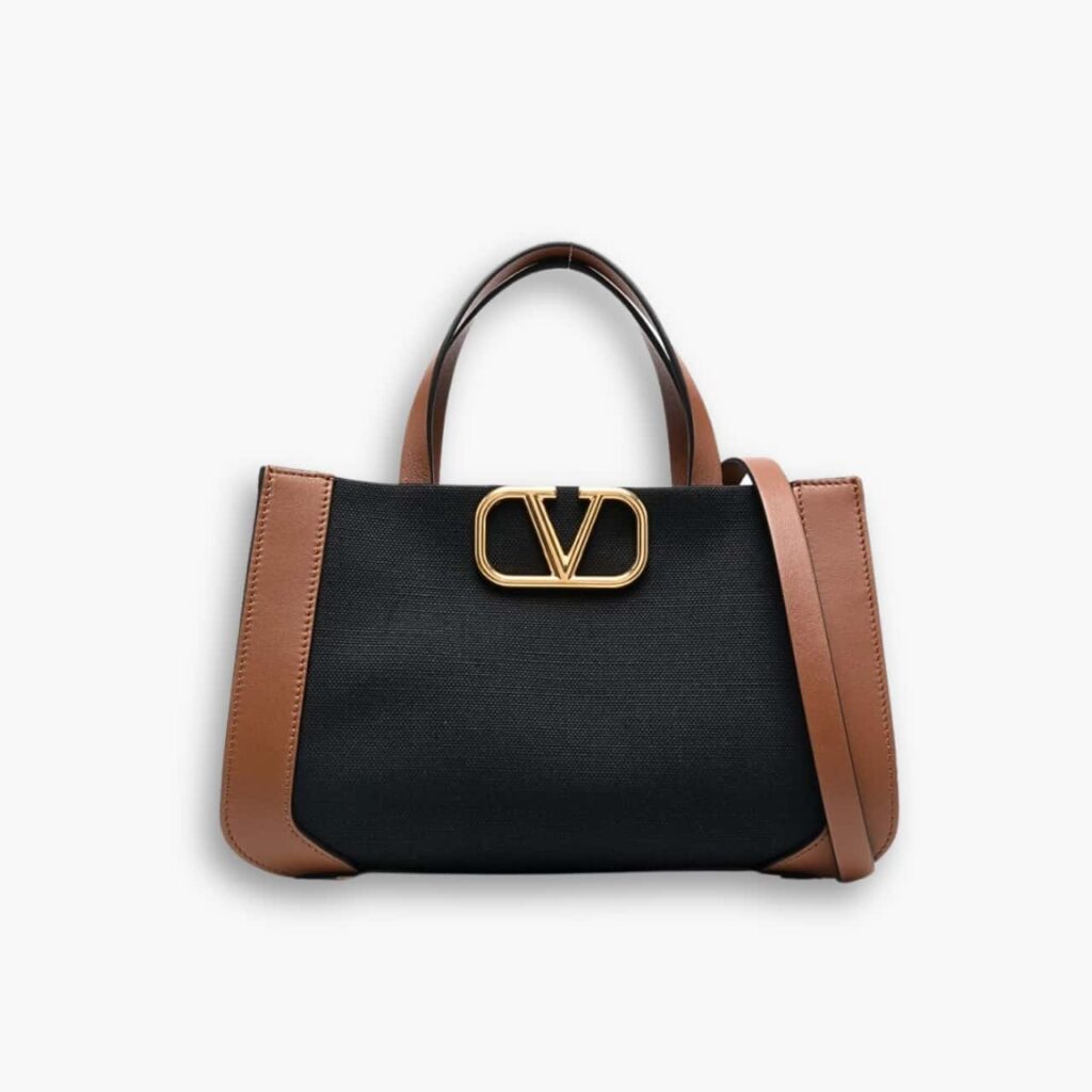 Valentino Garavani Small Vlogo Signature Tote Bag Black 22cm