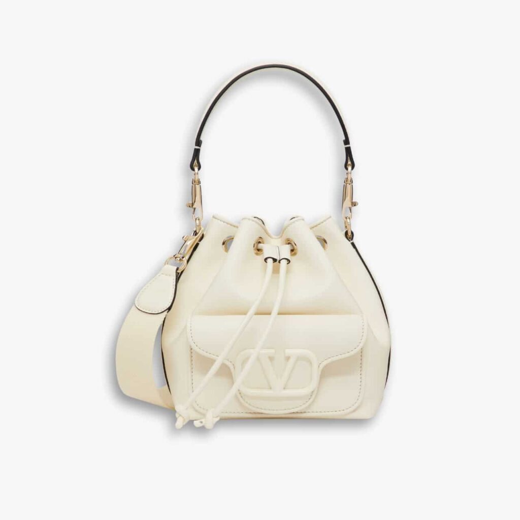 Valentino Garavani Loco Bucket Bag White 18cm