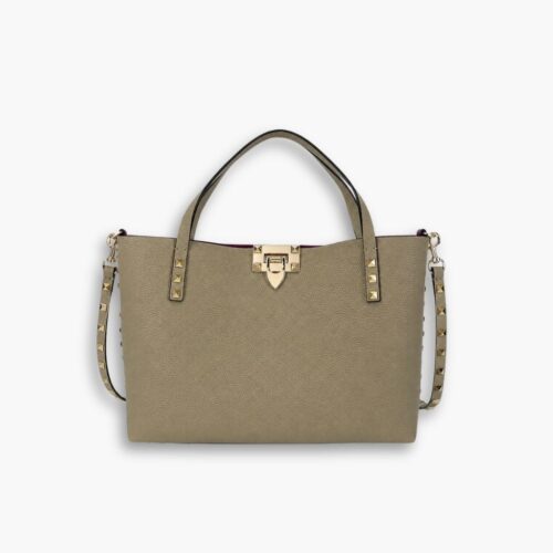 Valentino Garavani Rockstud Small Tote Bag Grey Genuine 28cm