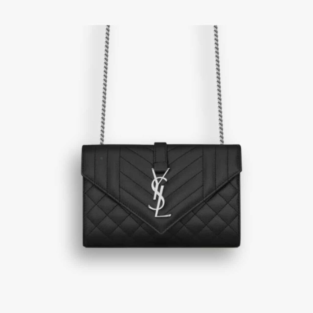 Saint Laurent Envelope Small Mirror Effect Black 21Cm