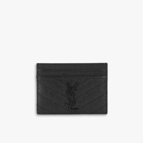 Saint Laurent Matelassé Card Case Black Logo 9cm