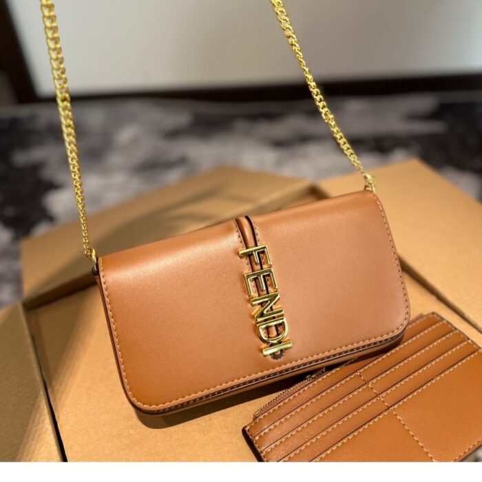 Fendi Fendigraphy Wallet On Chain Brown 21cm 8BS076A5DYF1C6J - Image 2