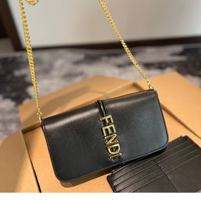 Fendi Fendigraphy Wallet On Chain Black 21cm 8BS076A5DYF0KUR - Image 2