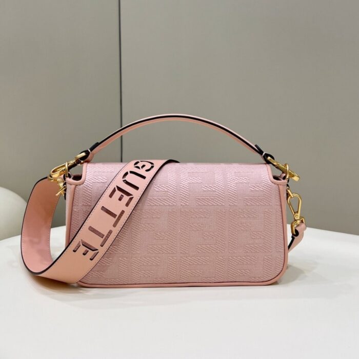 Fendi Baguette Canvas Bag Pink 28cm 8BR600AMCDF1J4A - Image 3
