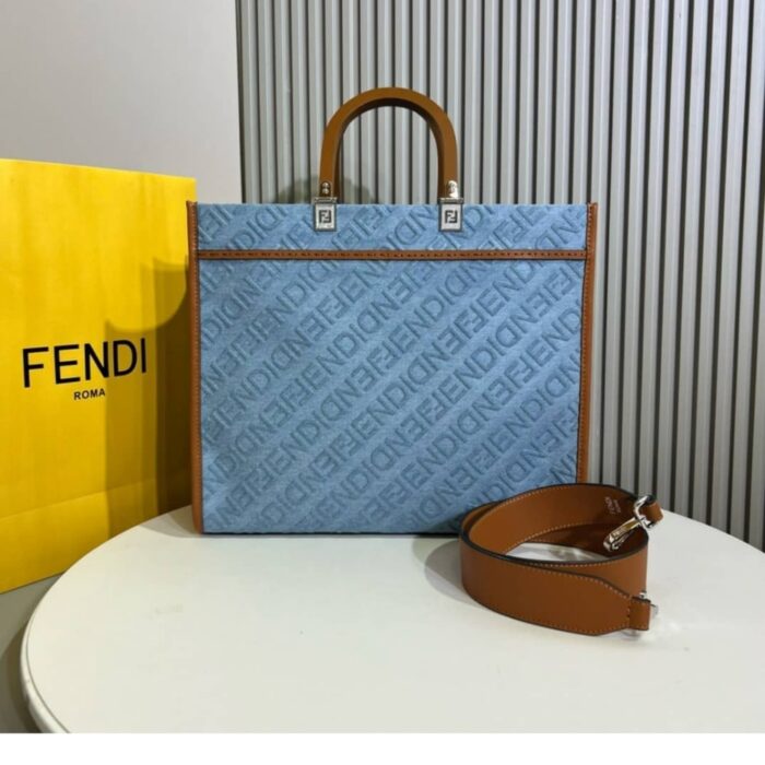 Fendi Sunshine Medium Bag Blue 35cm 8BH386AP4X - Image 3