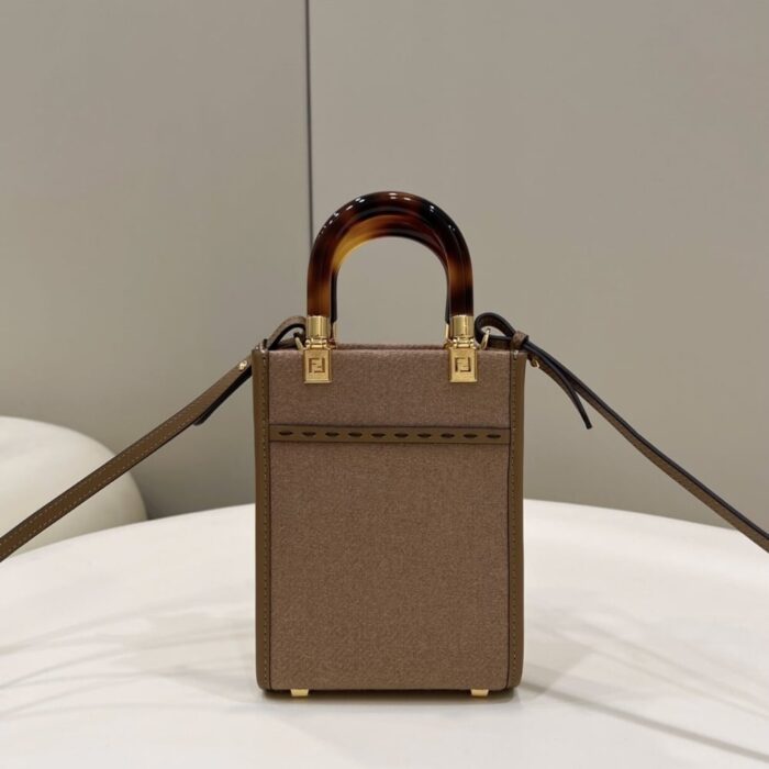 Fendi Sunshine Mini Bag Brown Flannel 18cm - Image 2